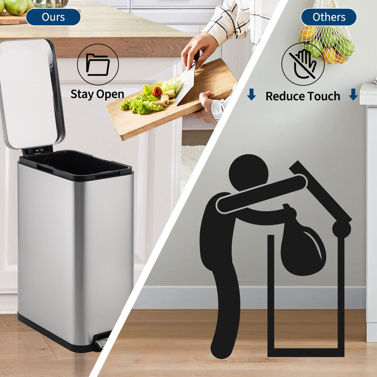 13.2 Gallon Stainless Steel Step Trash Can X125