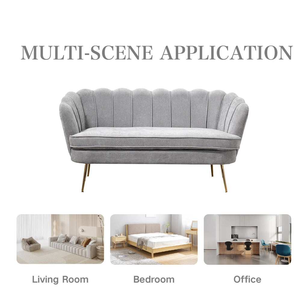 Light Grey Upholstered 2-Seater Loveseat C41148