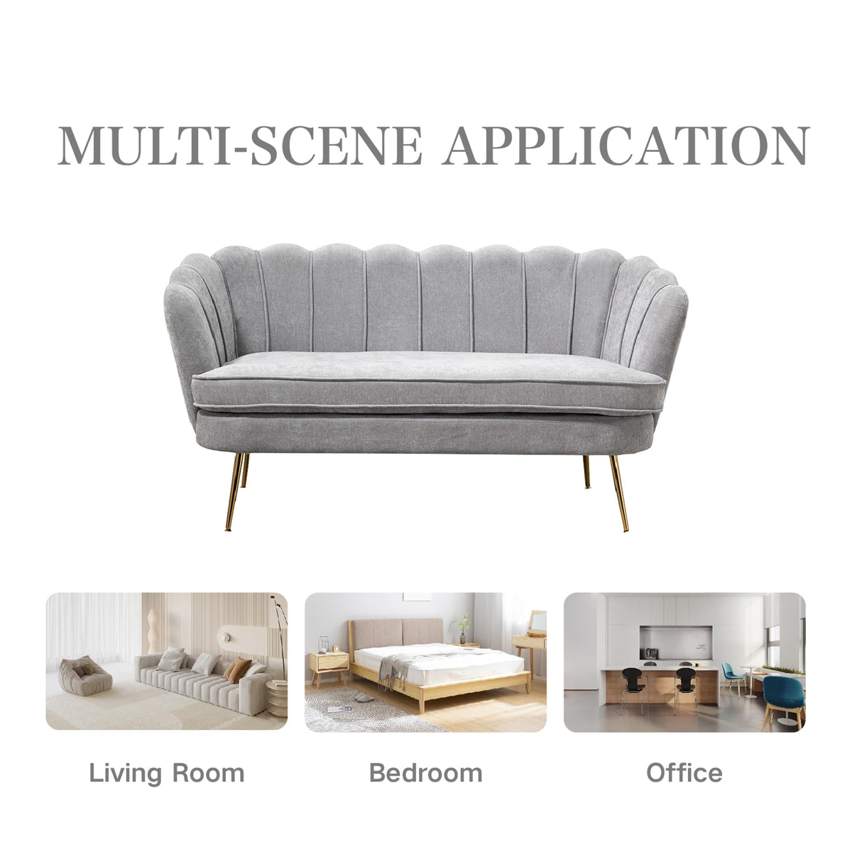 Light Grey Upholstered 2-Seater Loveseat C41148