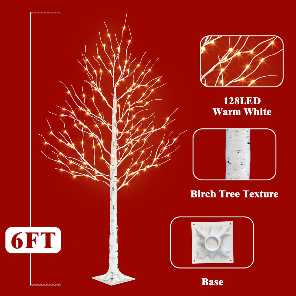 6ft Lighted Birch Tree V422317