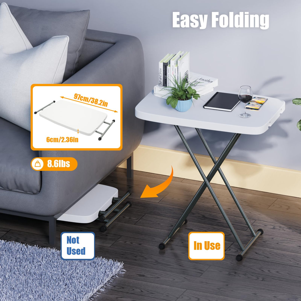 White 30" Folding Table S38362