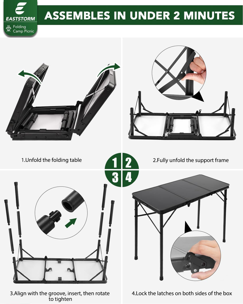 Small Folding Camping Table Black X520603