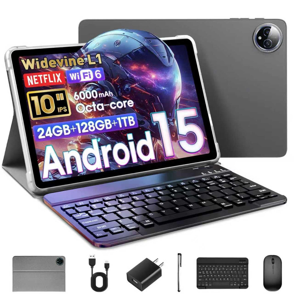 10 Inch Android 15 Tablet with Keyboard L585905