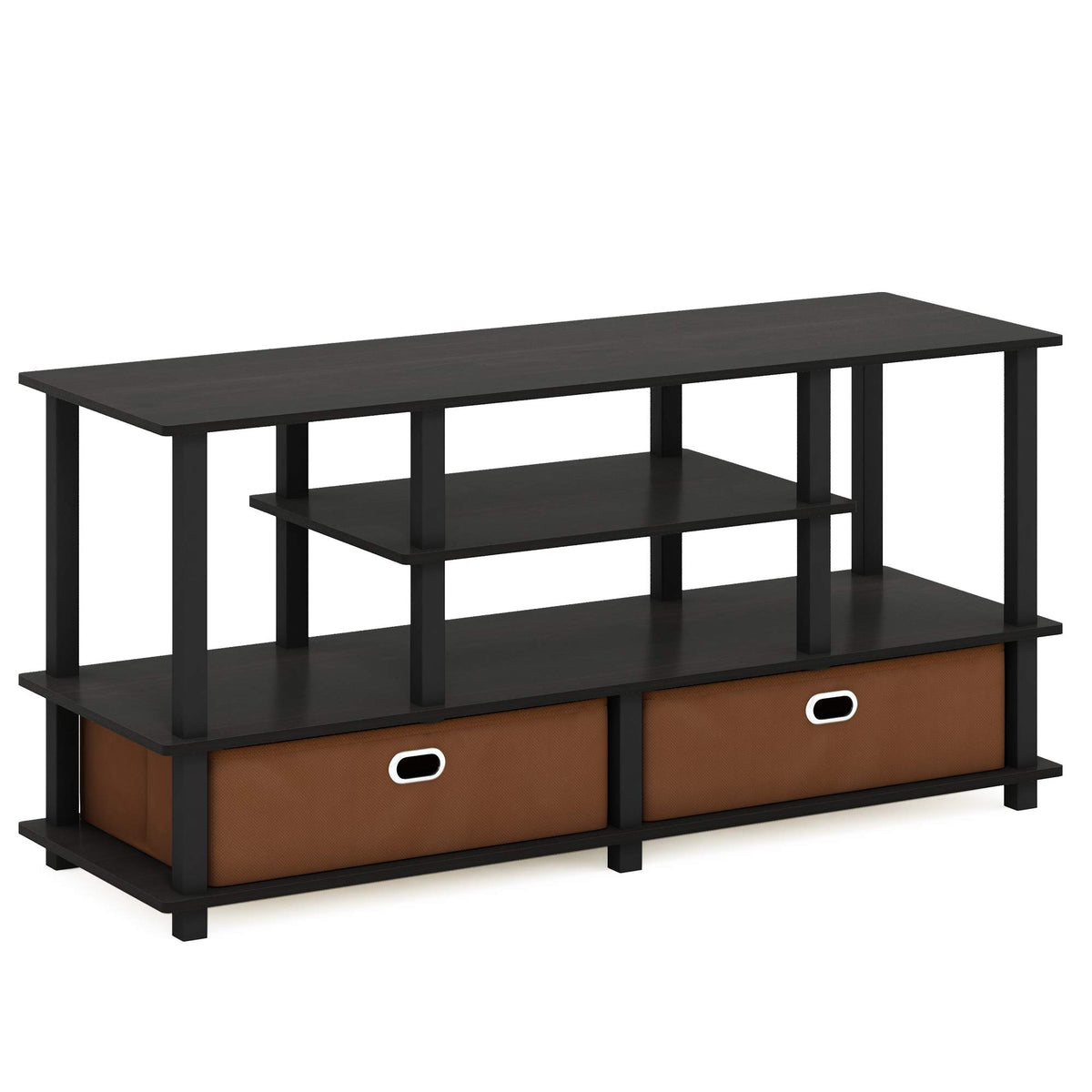 Black Espresso 4-Tier TV Stand with 2 Storage Bins X682766