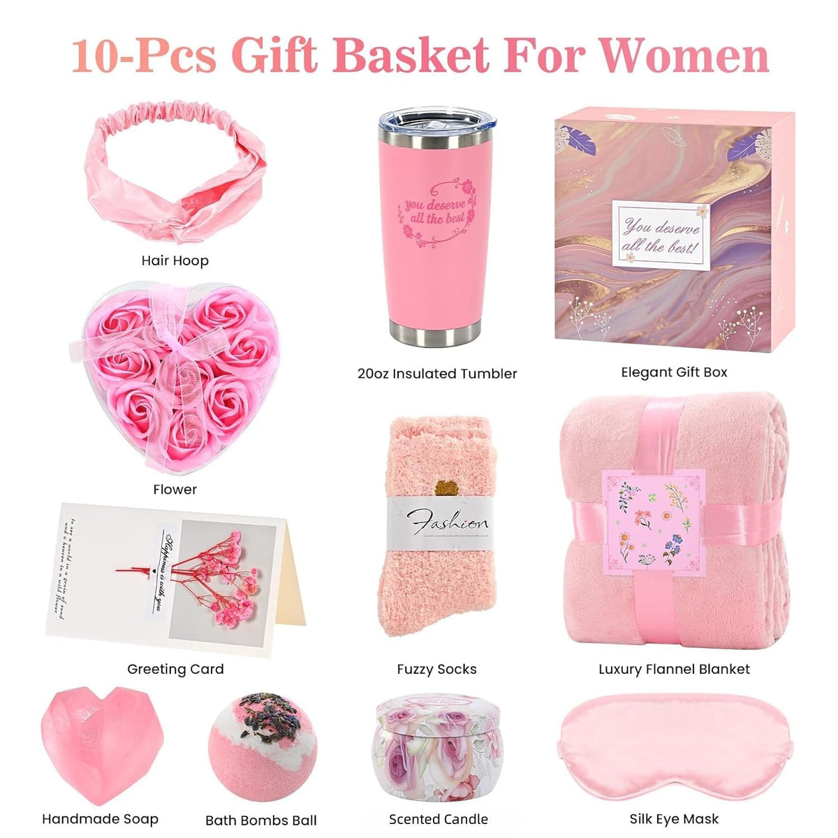 Birthday Gift Baskets, Spa Gift Sets, Blanket, Candle, Mugs A626549