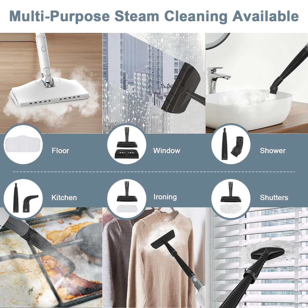 1200W Rotatable Steam Mop with 2 Modes, 400ML Tank, 23FT Cord K175483