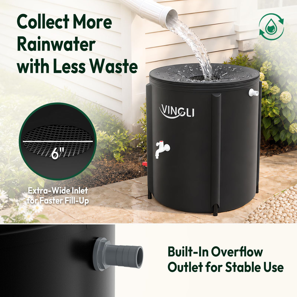 Collapsible 50 Gallon Rain Barrel E899154