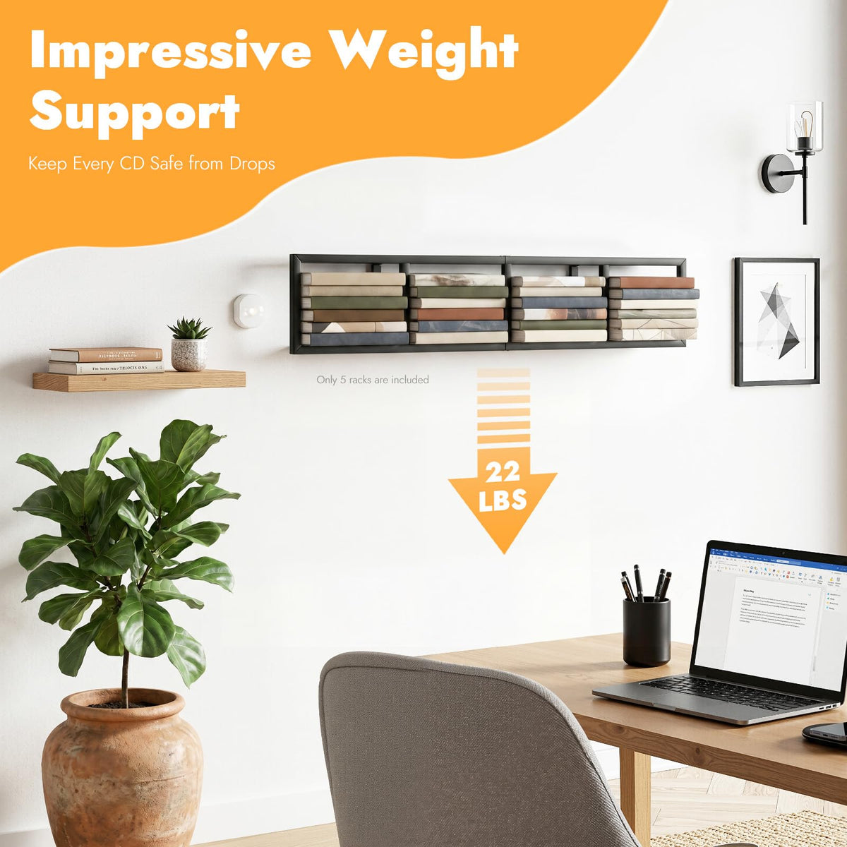 5Pcs Wall Mount Media Storage Rack V302