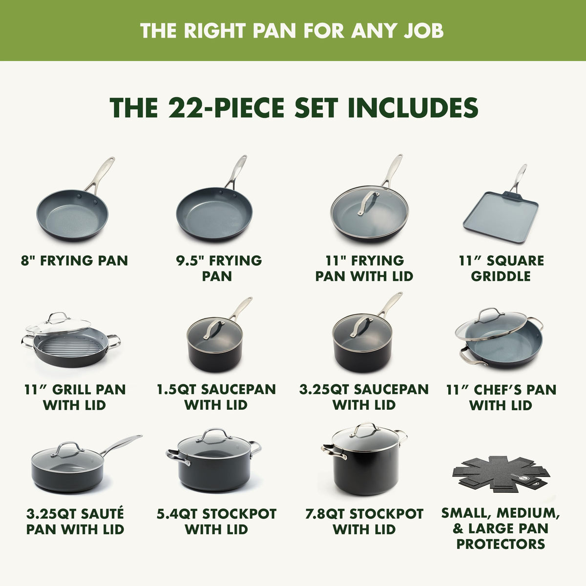 22 Piece Ceramic Nonstick Cookware Set A2427