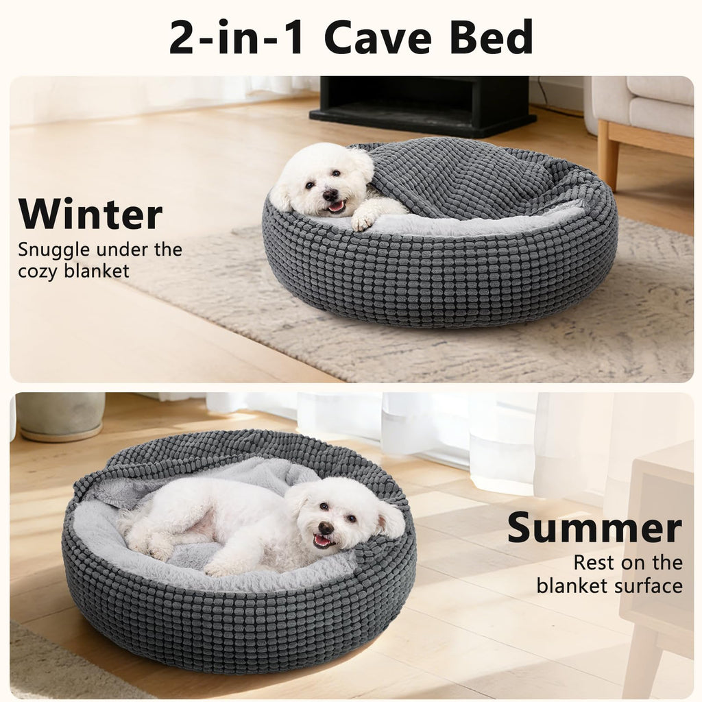 Small Dog Bed with Attached Blanket, 23inch E45632