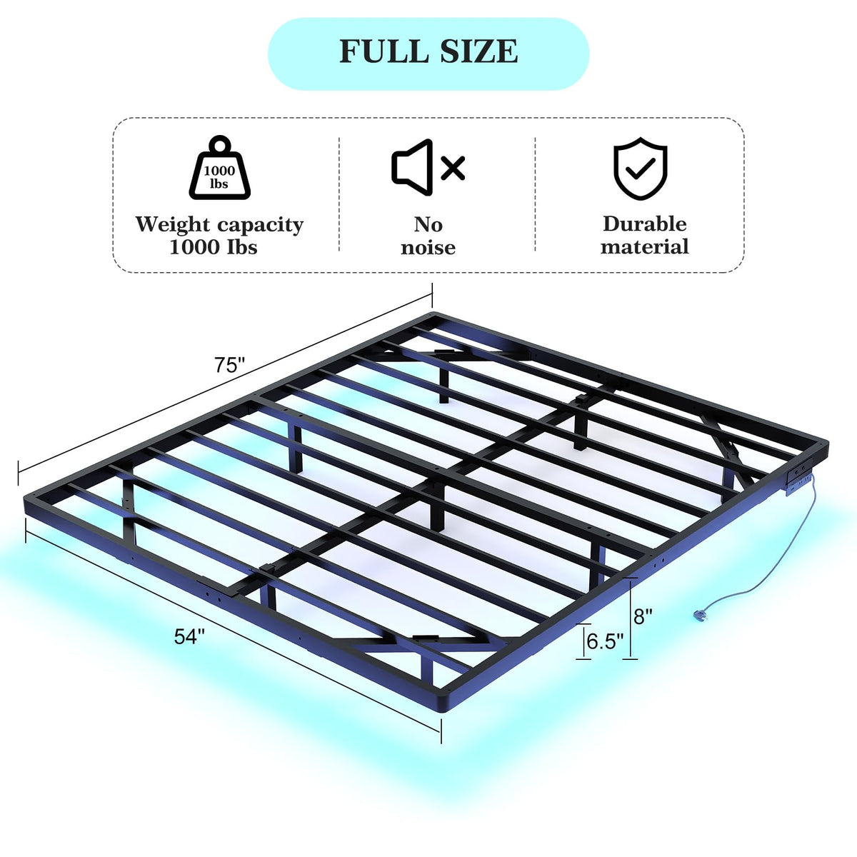 Full Size Metal Floating Bed Frame with LED Lights T37015