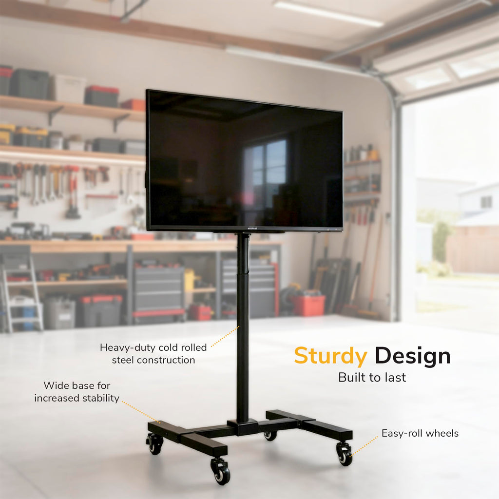 Black Mobile TV Stand with Locking Wheels W244581