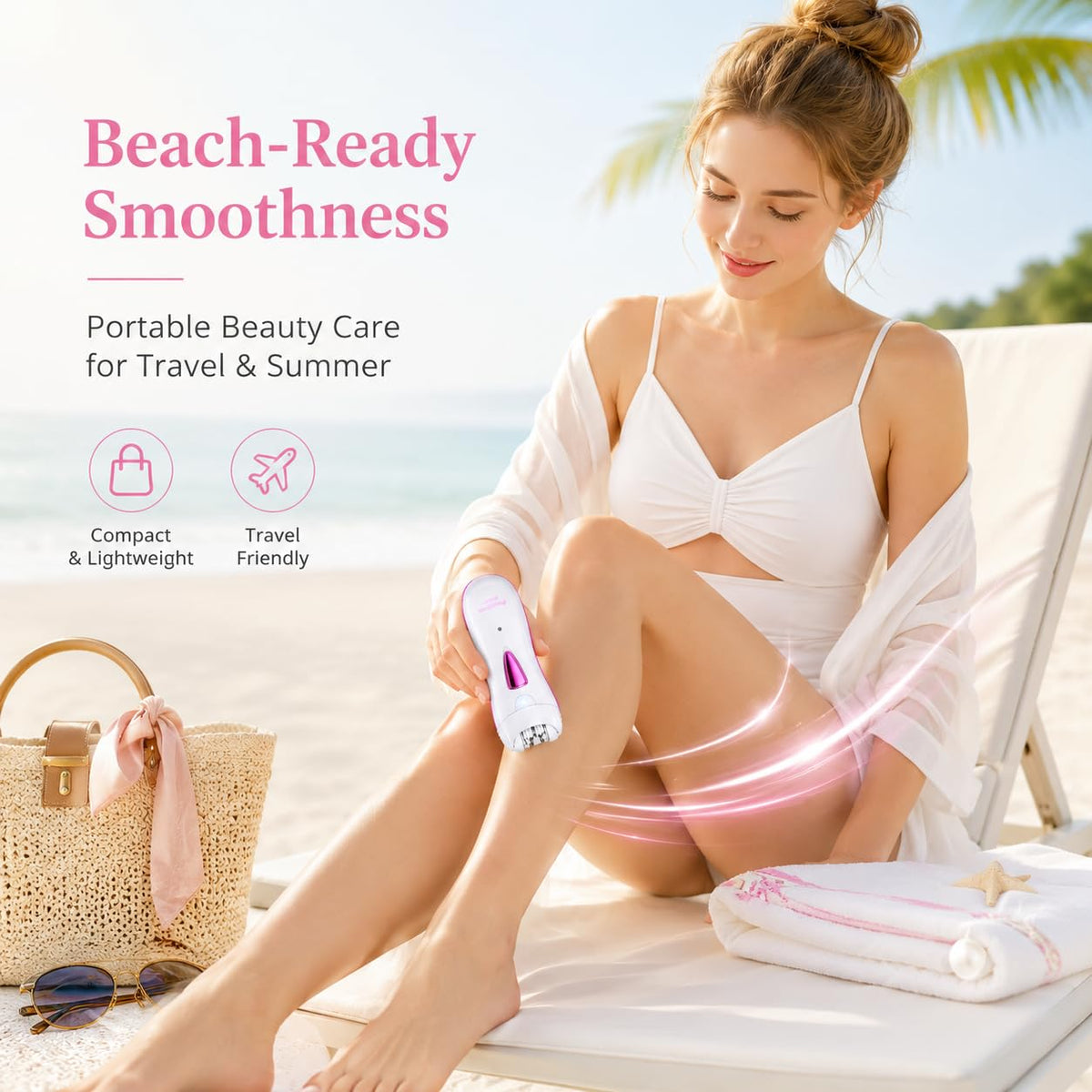 Facial Epilator with LED Light, Portable Rechargeable Body Epilator J525