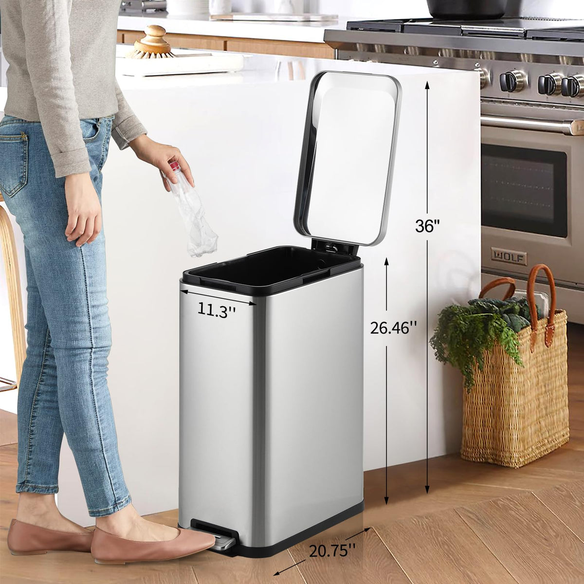 13.2 Gallon Stainless Steel Step Trash Can X125