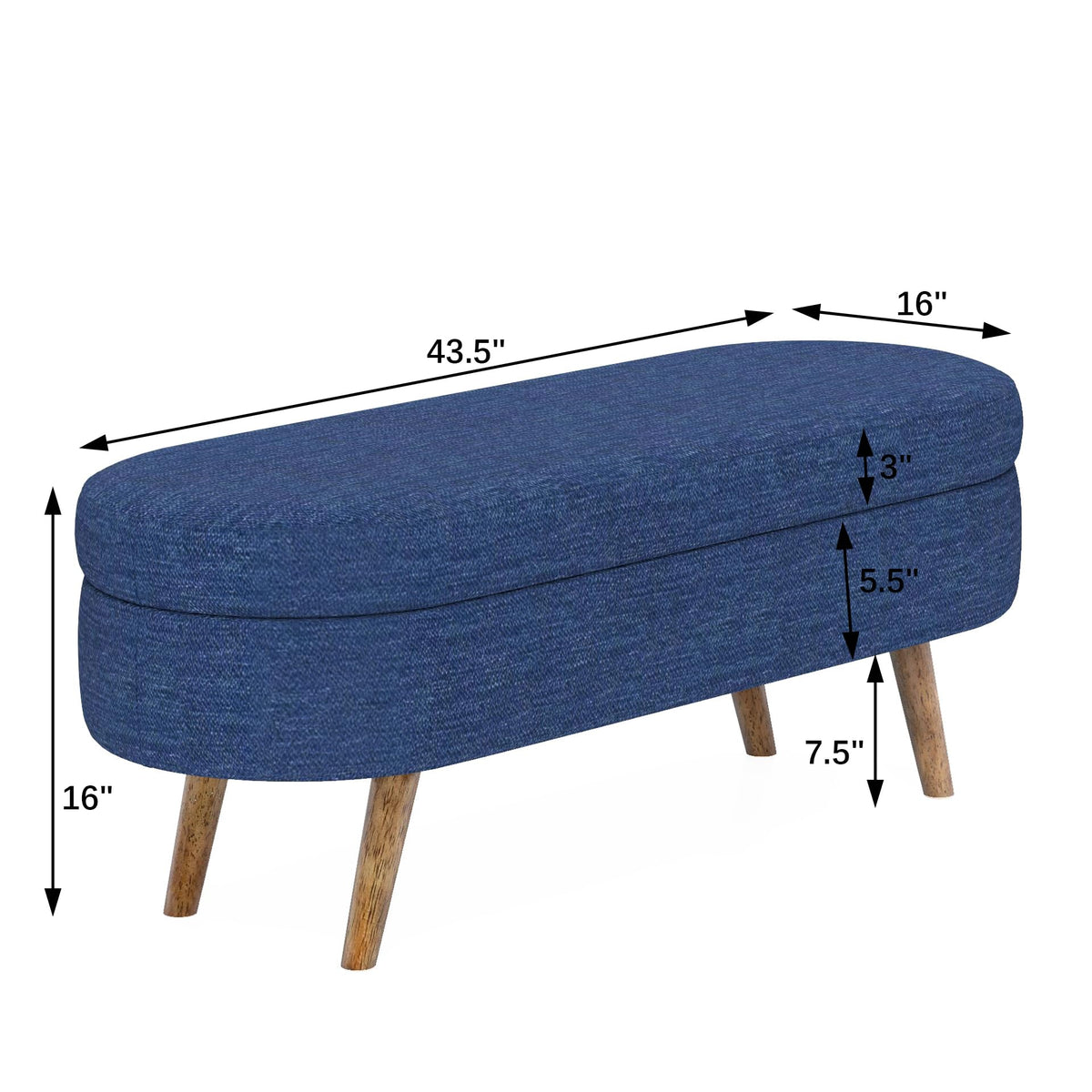 Oval Storage Bench with Rubber Wood Legs P78576