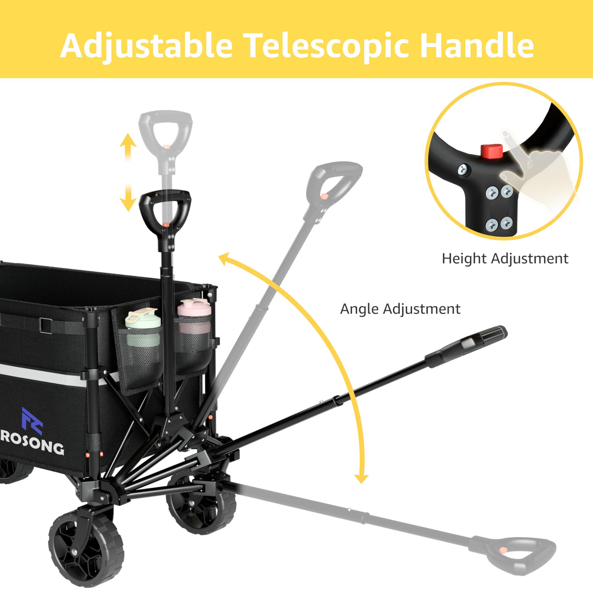 Collapsible Heavy Duty Wagon Cart with Wheels 120L Black N708