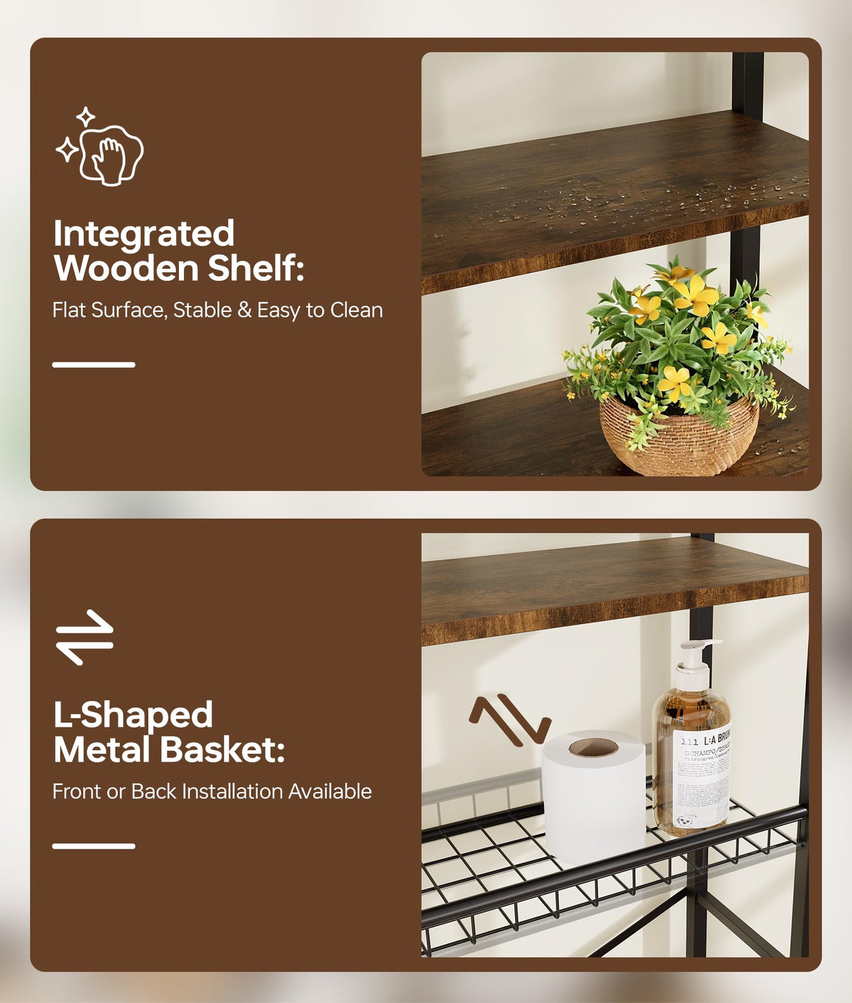 Brown 4-Tier Over-the-Toilet Storage Rack O49937