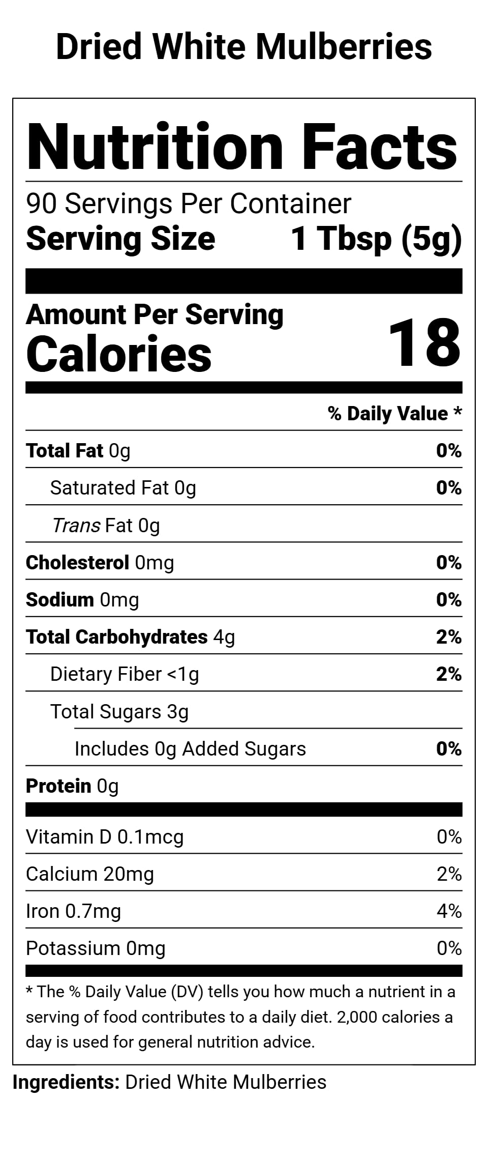 Organic Sun-dried White Mulberries, 2 Lbs (Pack of 2) L285