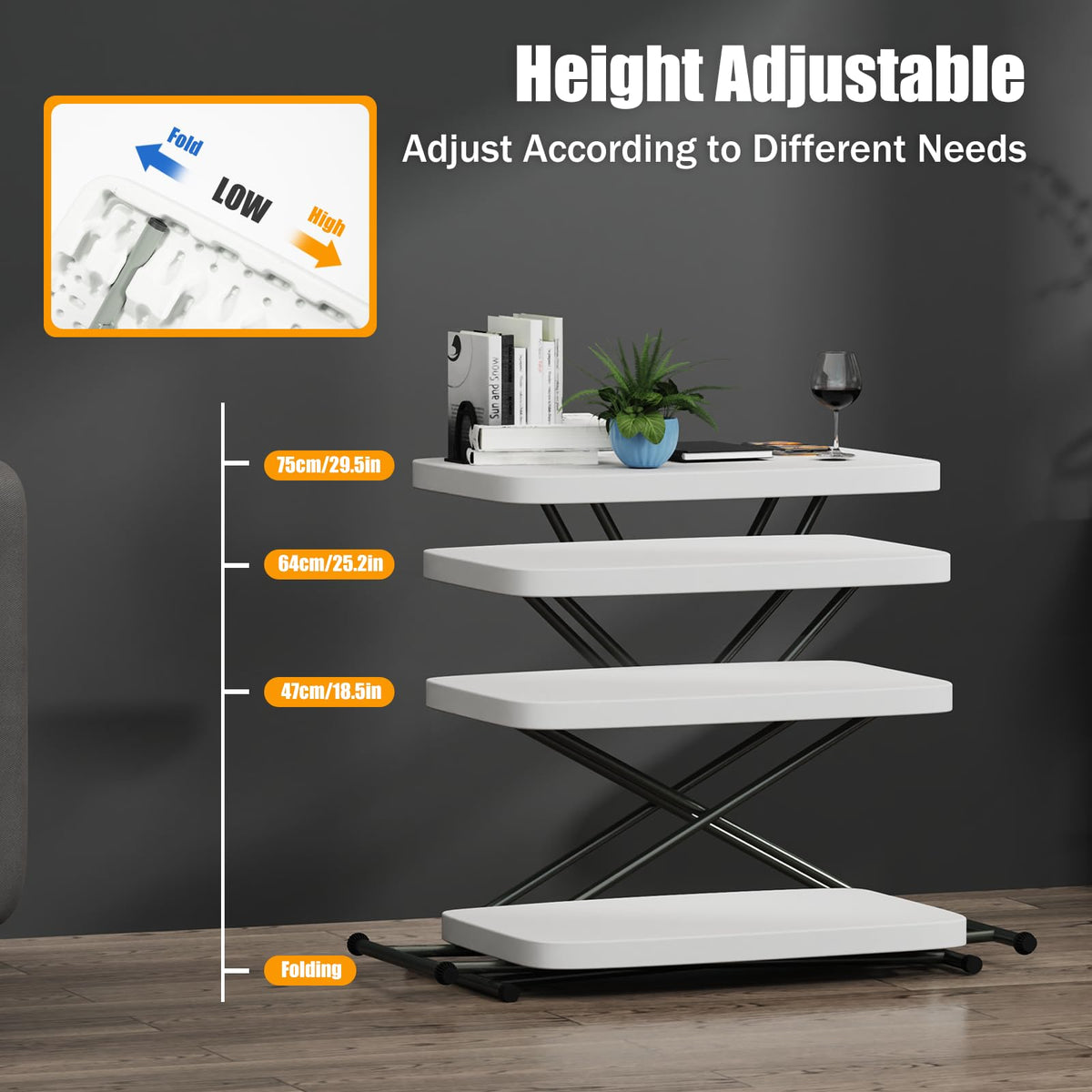 White 30" Folding Table S38362