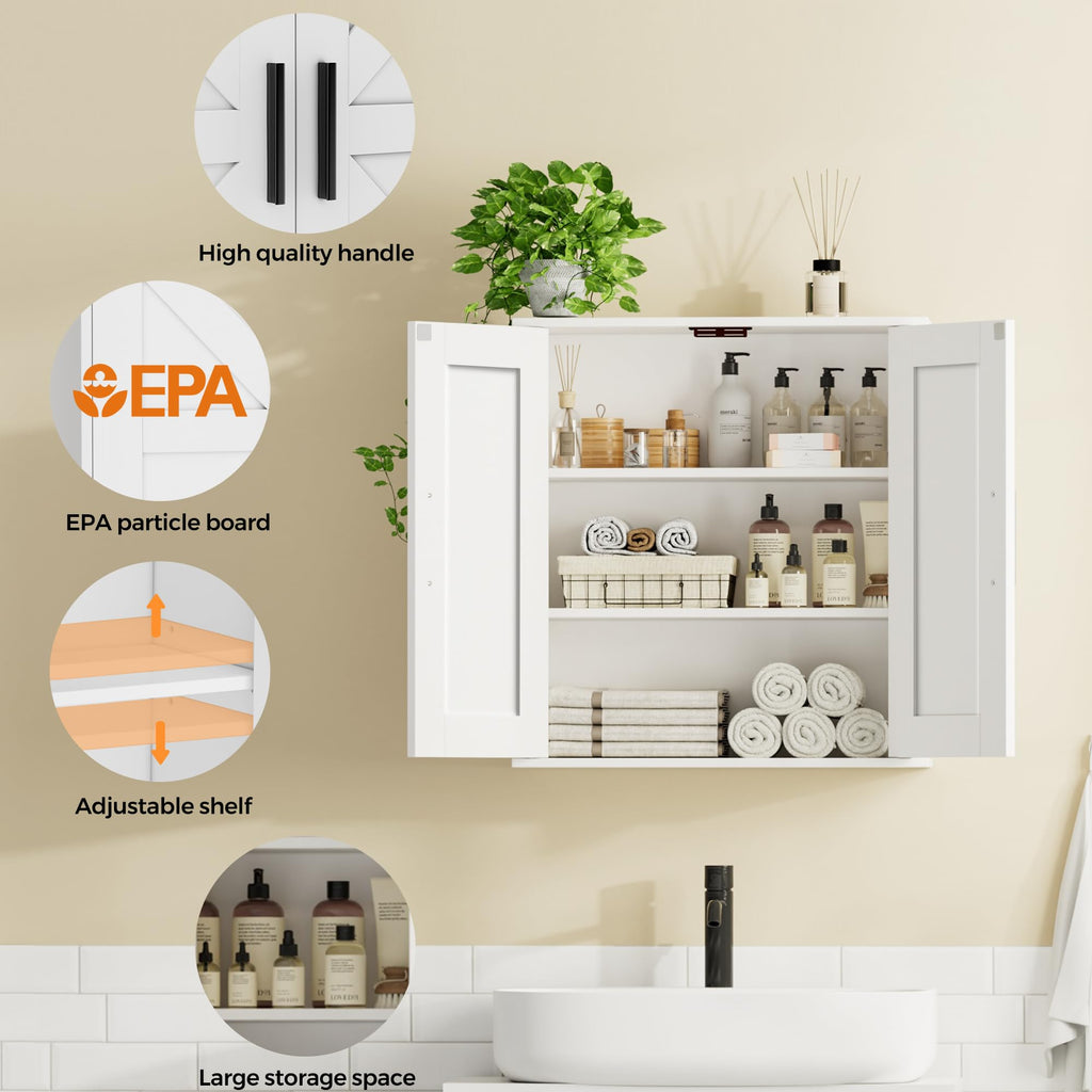Bathroom Wall Cabinet with Adjustable Shelves D568