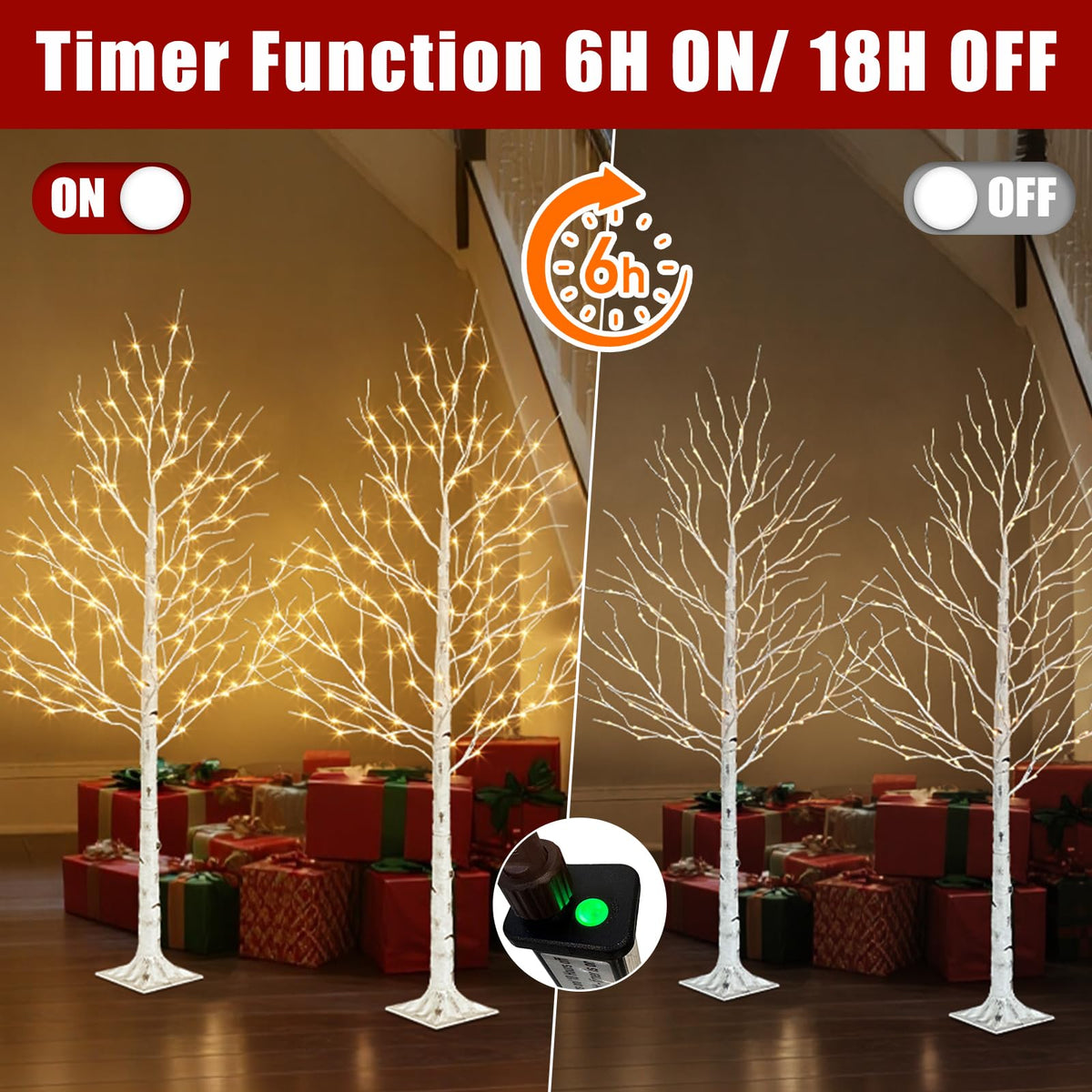 6ft Lighted Birch Tree V422317