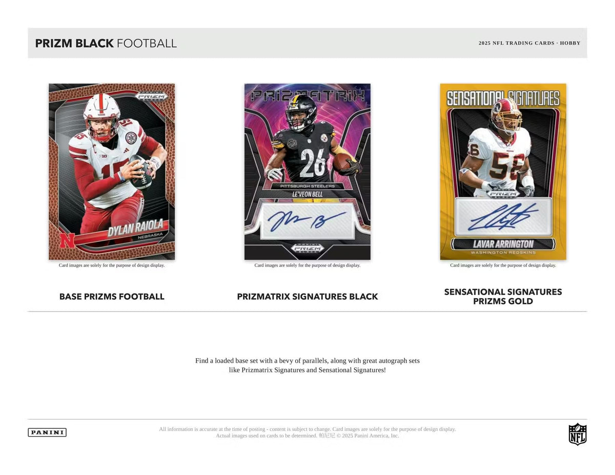 2025 Panini Prizm Black Football Trading Card Box T5279
