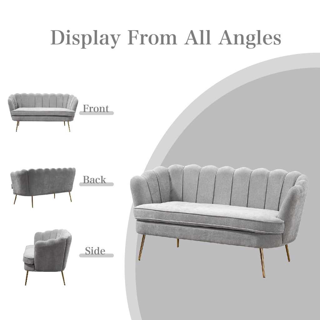 Light Grey Upholstered 2-Seater Loveseat C41148