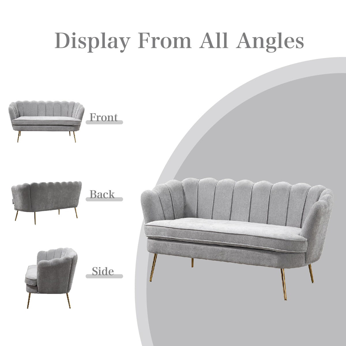 Light Grey Upholstered 2-Seater Loveseat C41148
