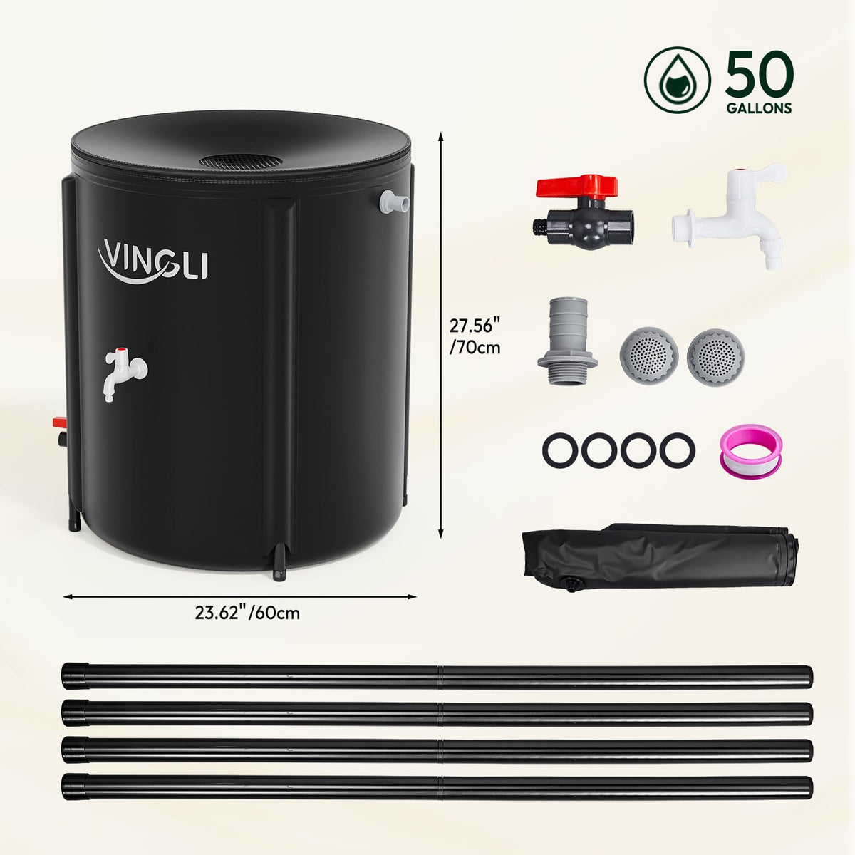 Collapsible 50 Gallon Rain Barrel E899154