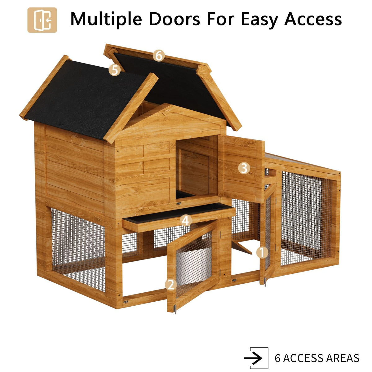 2-Story Wooden Rabbit Hutch with Run L192277