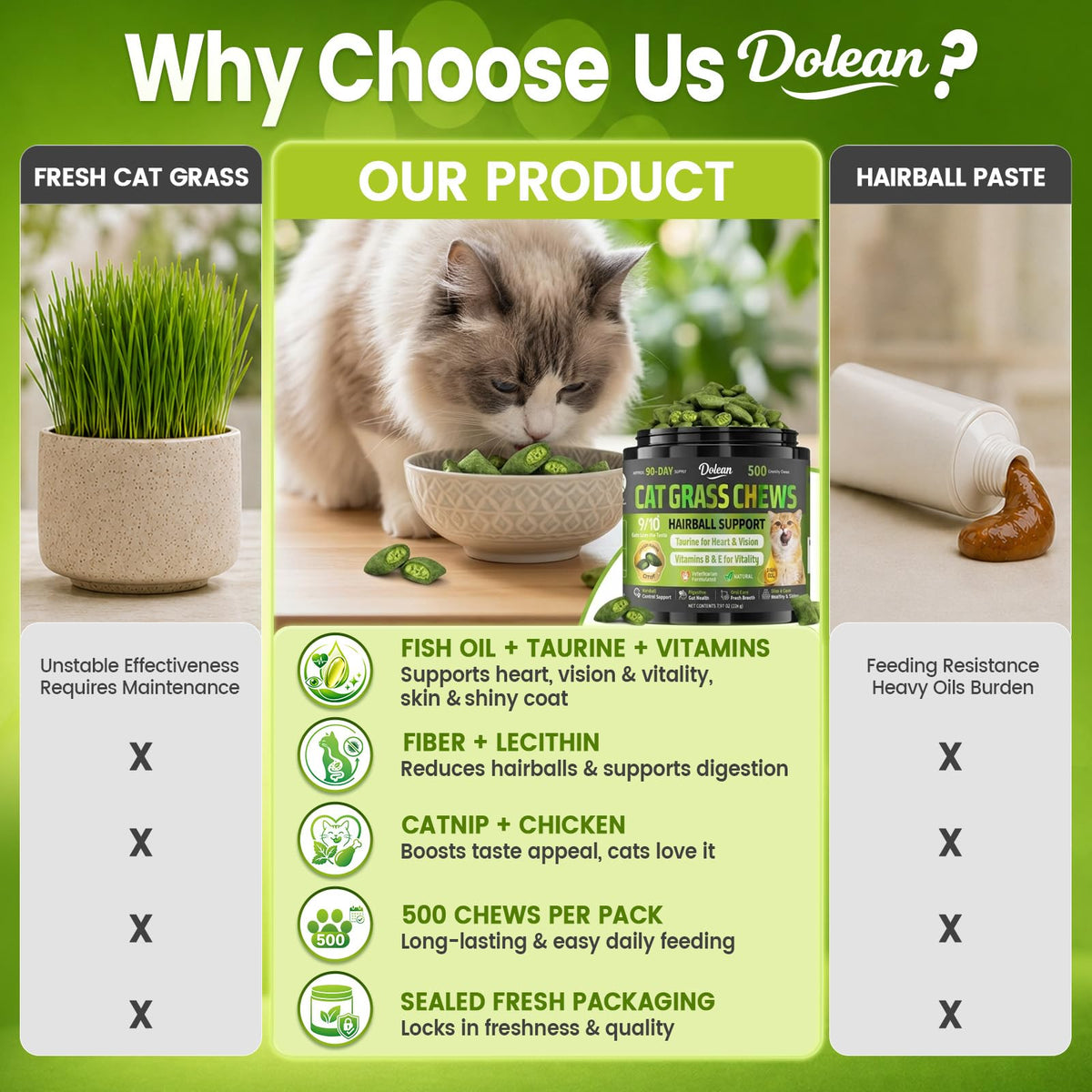 Cat Grass Treats Hairball Treatment for Cats H29021