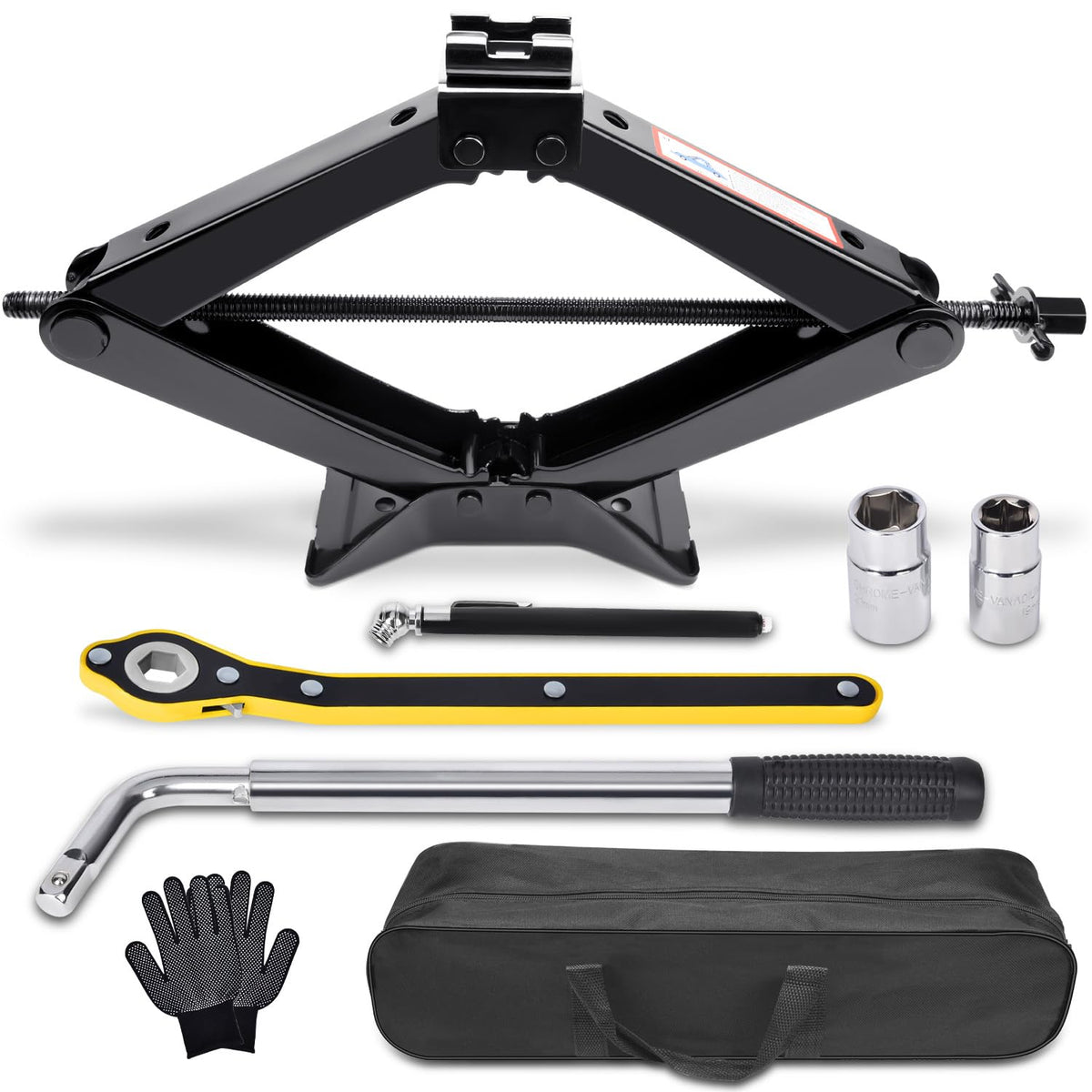 Scissor Car Jack 3 Ton Tire Changing Kit with Lug Wrench L651519