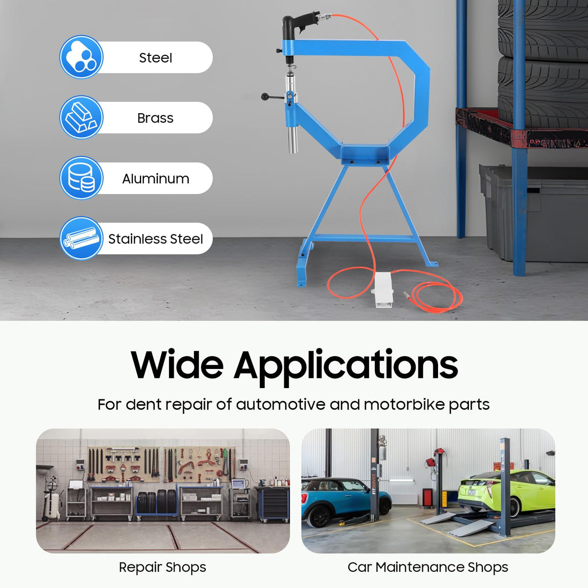 Pneumatic Planishing Hammer Metal Shrinker Stretcher Set Stainless Steel Sheet Metal Shaping Machine N101263
