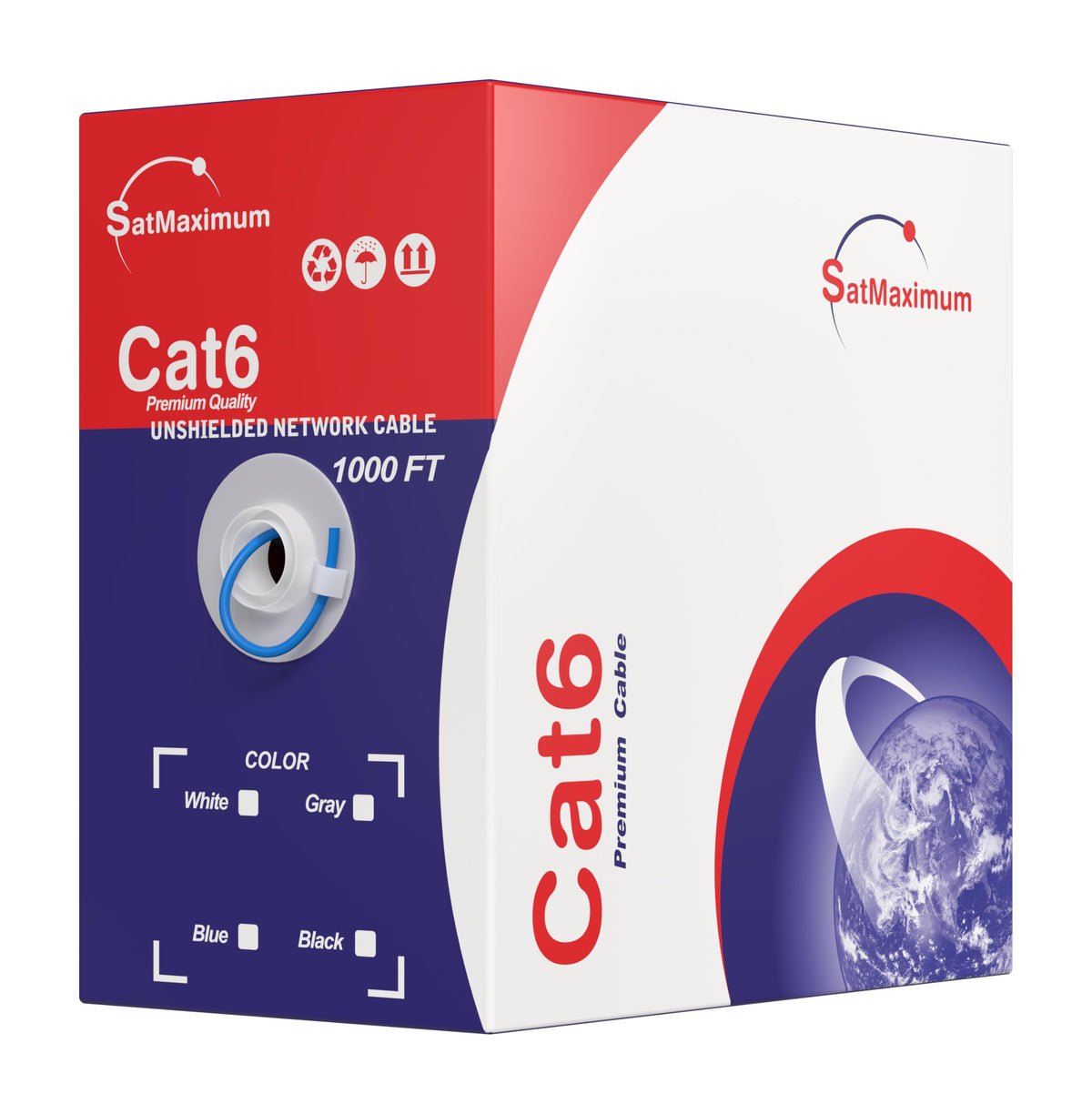 1000ft Plenum CMP CAT6 Solid Cable Blue Z2398
