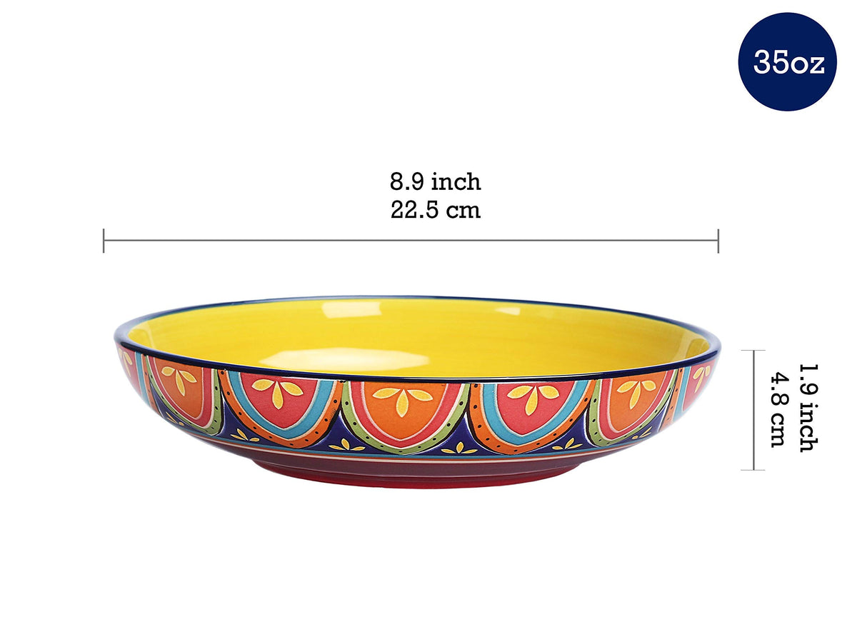 Ceramic Pasta Bowl Set of 9, Microwave & Dishwasher Safe D670327