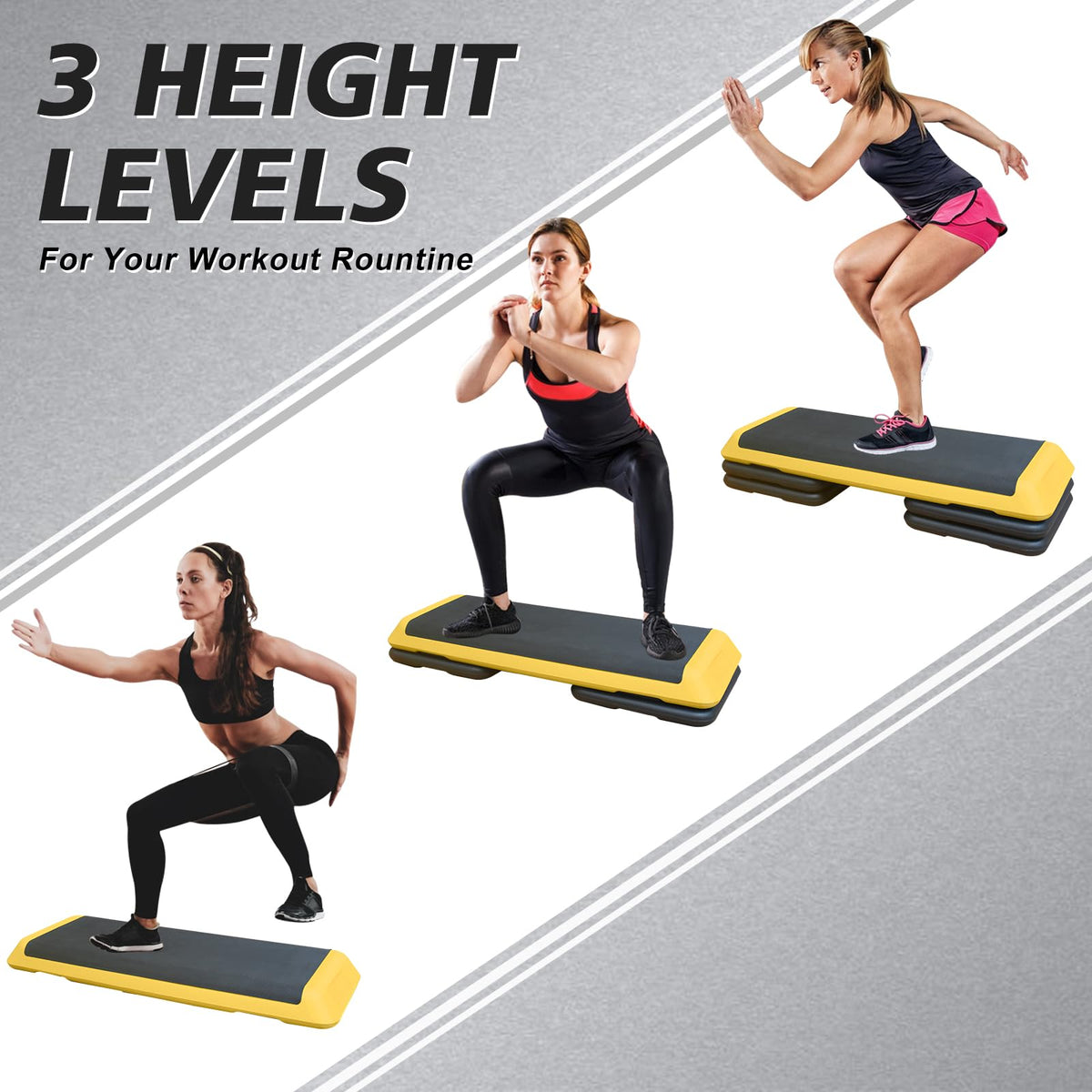 43'' Adjustable Exercise Stepper with 4 Detachable Risers J5047