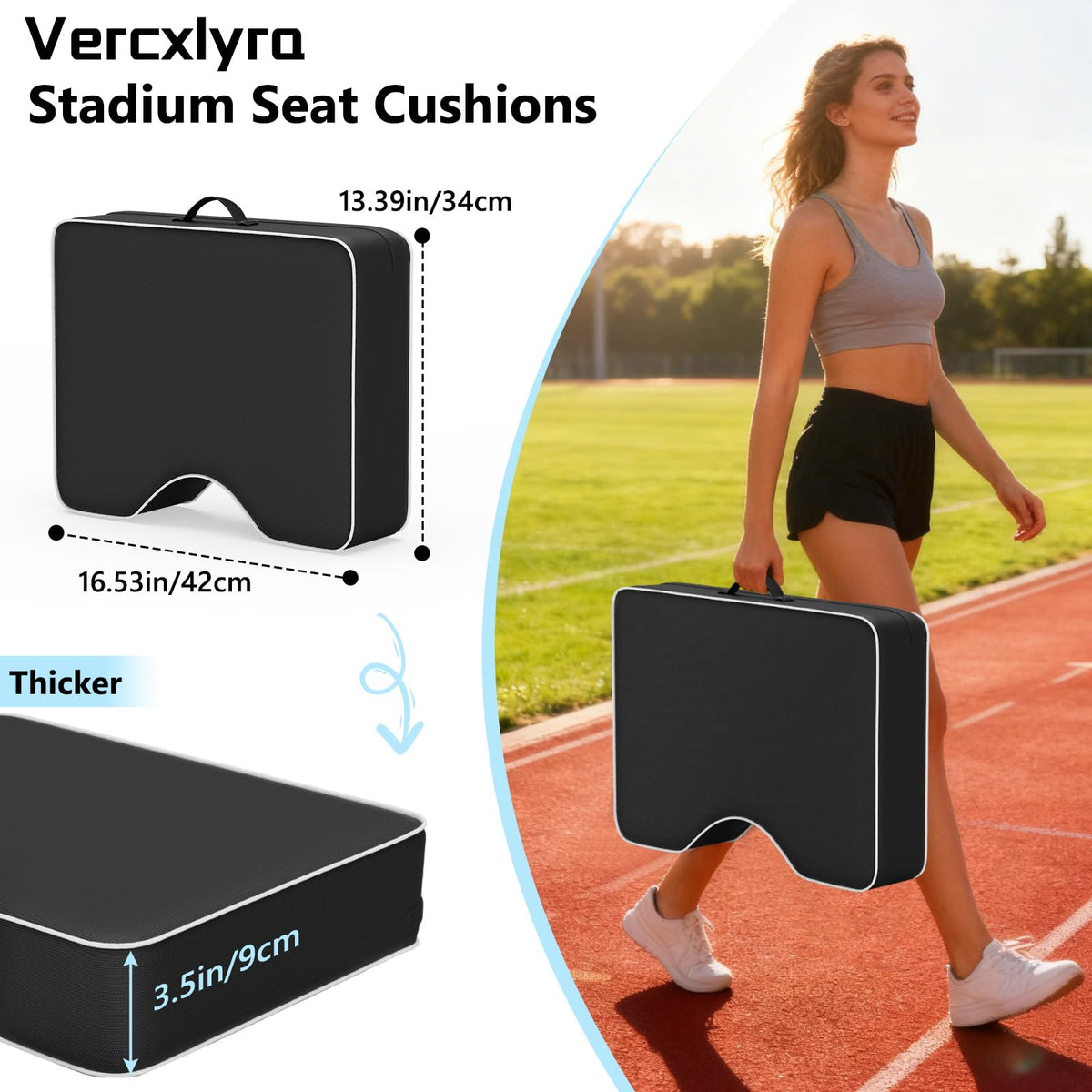 Waterproof Extra Thick 3.5" Portable Stadium Seat Cushions U658272