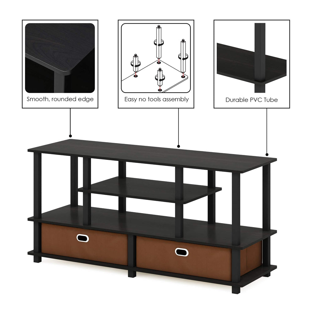 Black Espresso 4-Tier TV Stand with 2 Storage Bins X682766