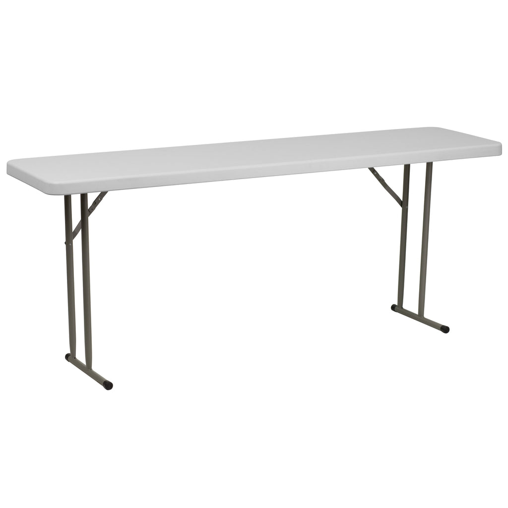 6-Foot Granite White Plastic Folding Training Table V18793