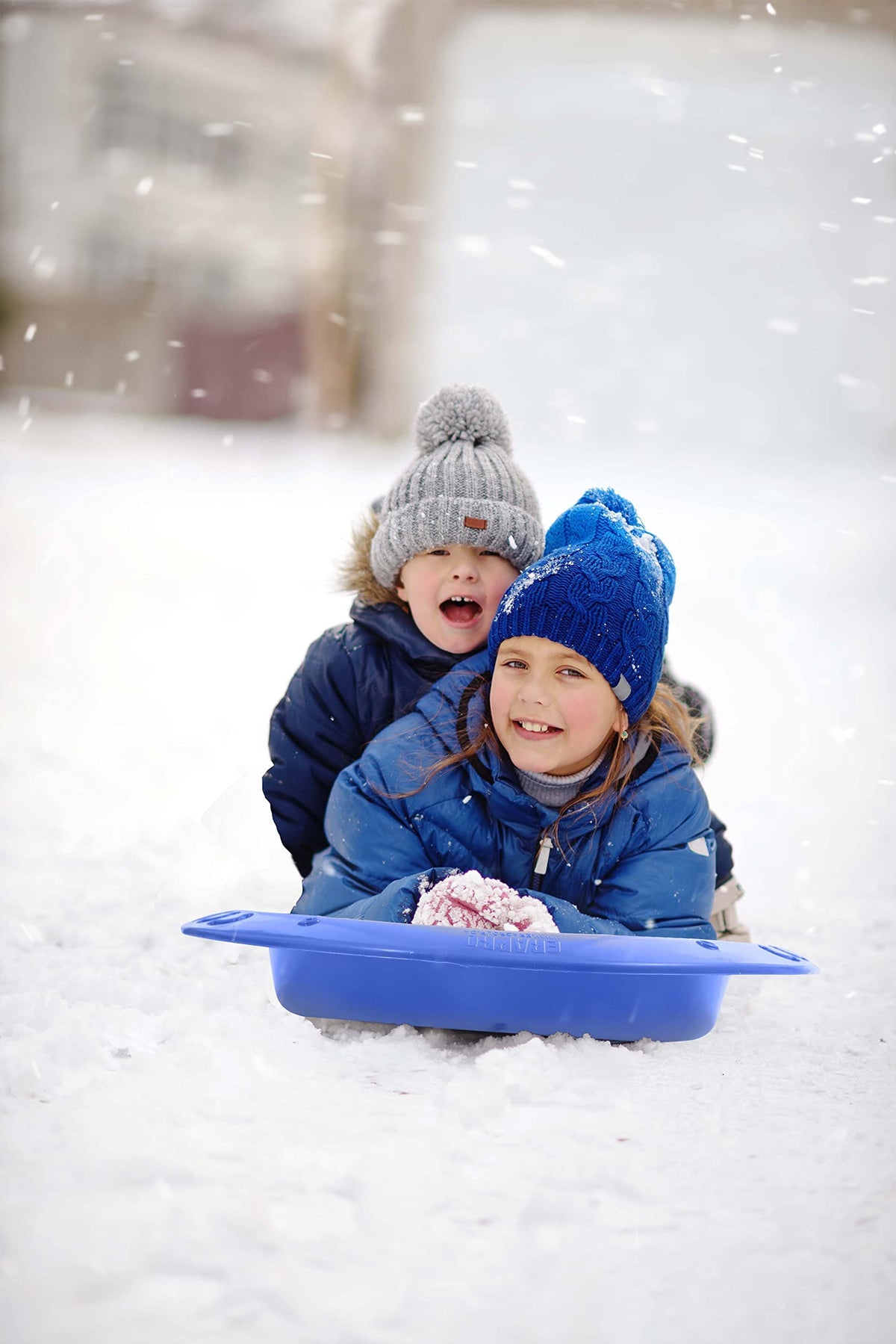 36" 48" Heavy Duty Plastic Toboggan Snow Sled with Handles, 3 Pack D7852