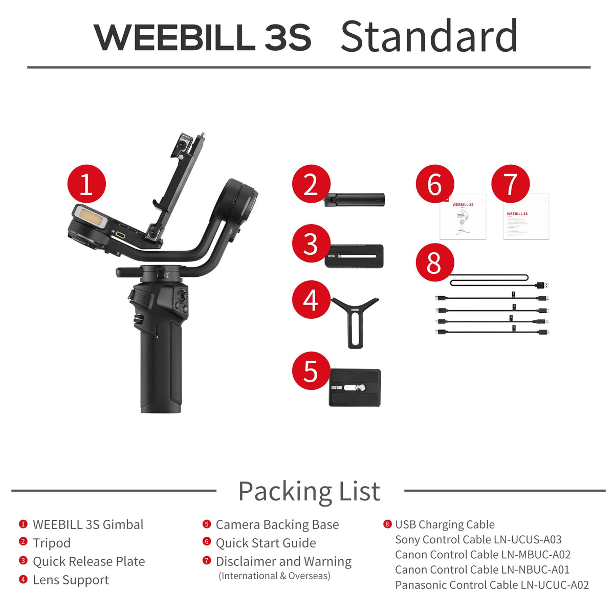 3KG Payload Gimbal Stabilizer with Fill Light J407527