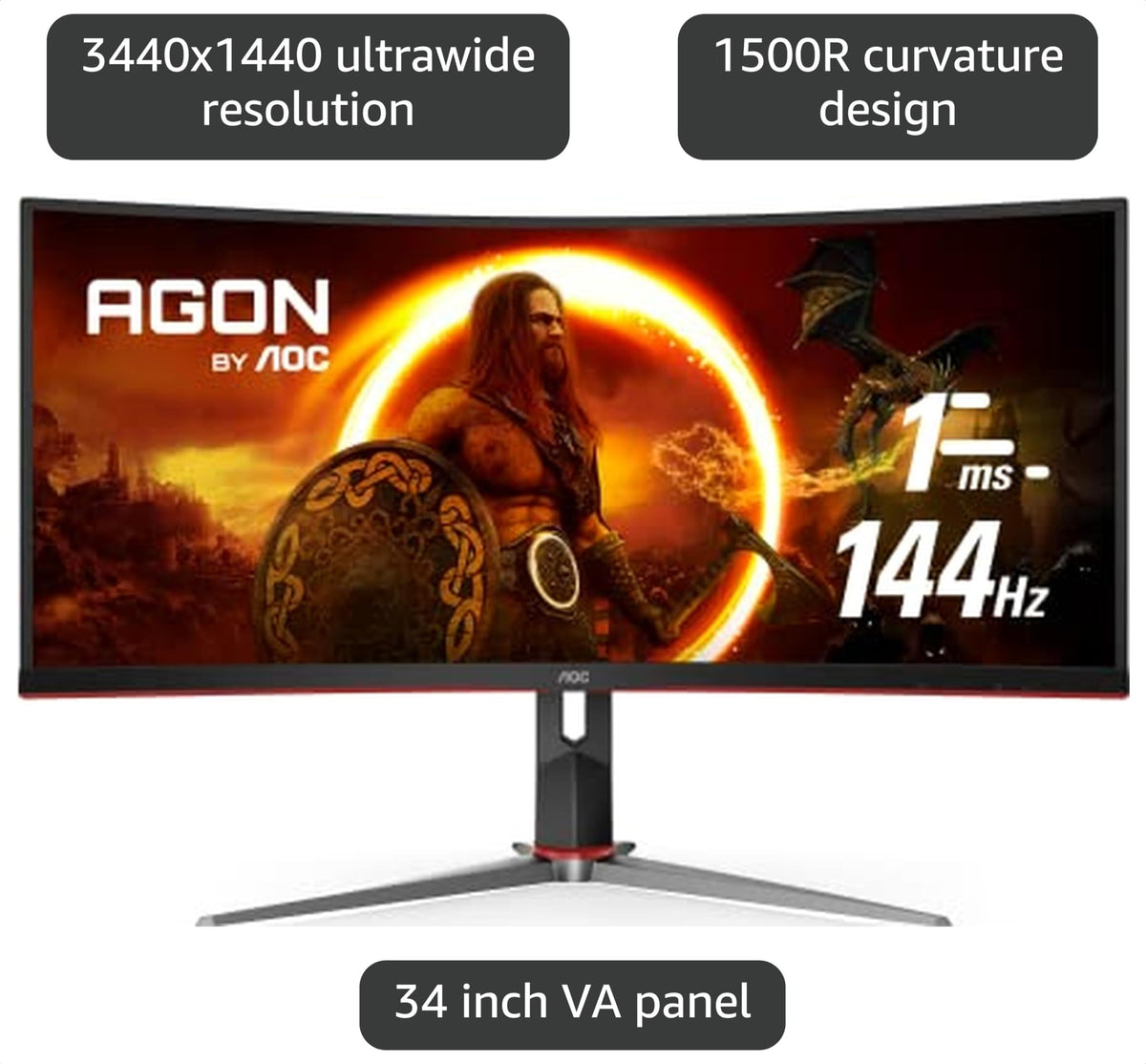34" Curved UltraWide QHD VA Gaming Monitor E832245