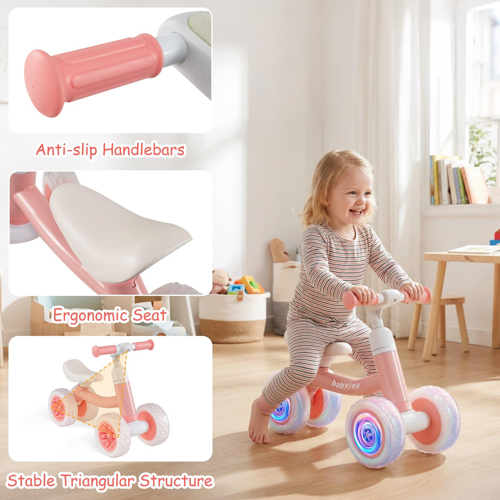 4 Wheels Toddler Balance Bike with Adjustable Handlebar & Seat Y45469