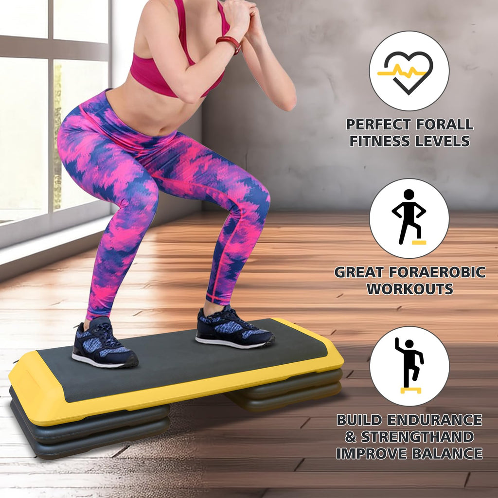 43'' Adjustable Exercise Stepper with 4 Detachable Risers J5047