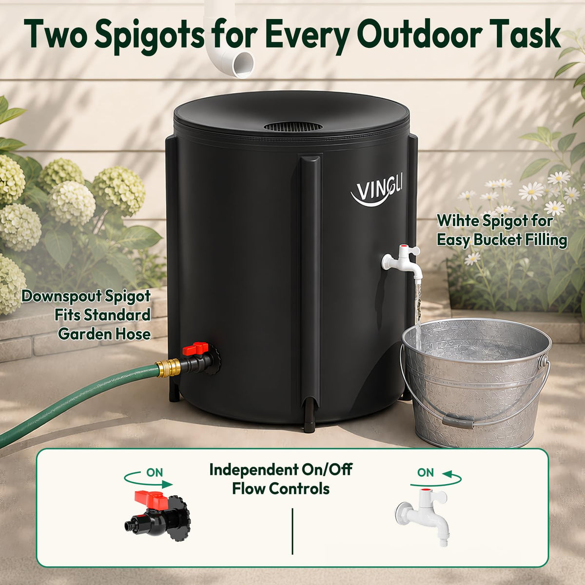 Collapsible 50 Gallon Rain Barrel E899154