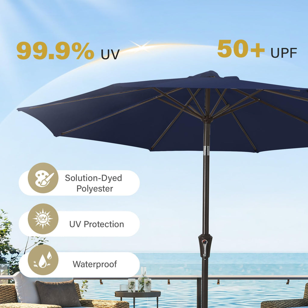 9ft Patio Umbrella with Push Button Tilt and Crank L803654