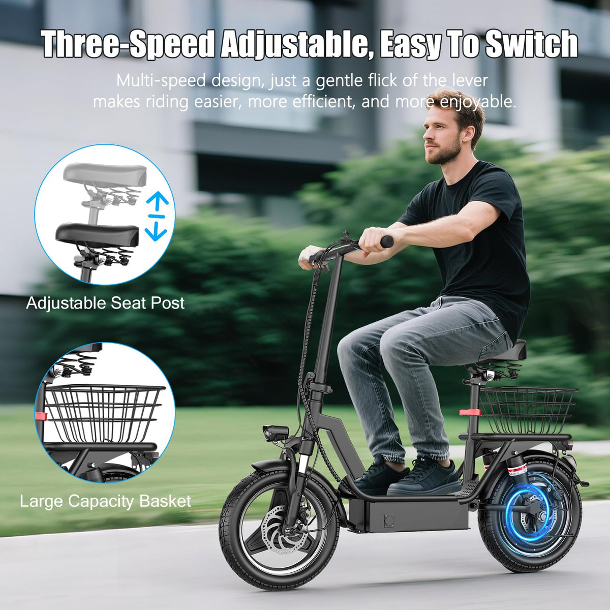 Foldable Electric Scooter with Seat D93449