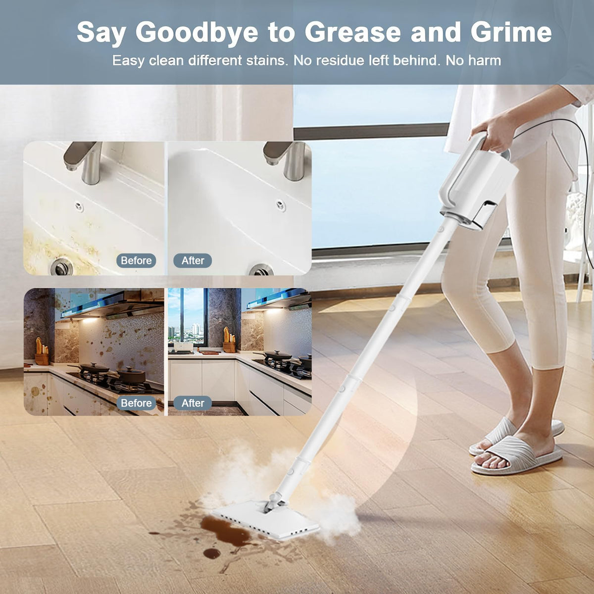 1200W Rotatable Steam Mop with 2 Modes, 400ML Tank, 23FT Cord K175483