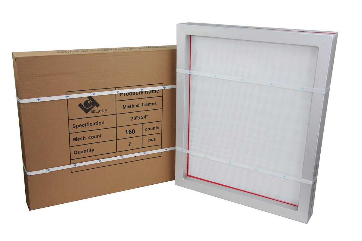 20 x 24 Inch Pre-Stretched Aluminum Silk Screen Printing Frames with 160 White Mesh 2 Pack E75100