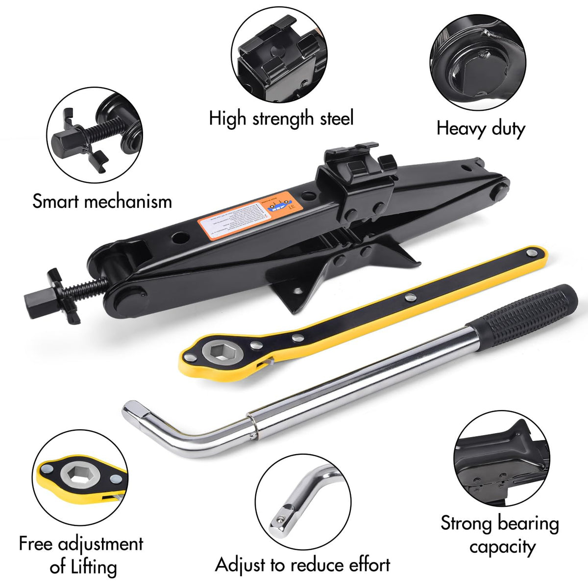 Scissor Car Jack 3 Ton Tire Changing Kit with Lug Wrench L651519